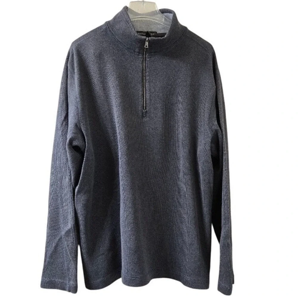 Banana Republic Gray 100% Cotton Quarter Zip Pullover Sweater‎ Size XL